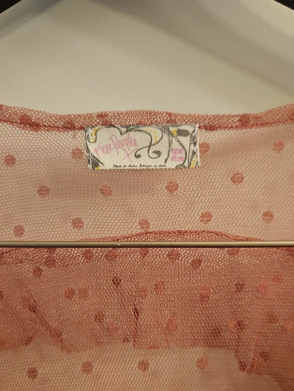 Free People Take Me Out Duster Mauve Sheer Swiss Dot Ruffle Kimono Robe NWT OS - Picture 4 of 14